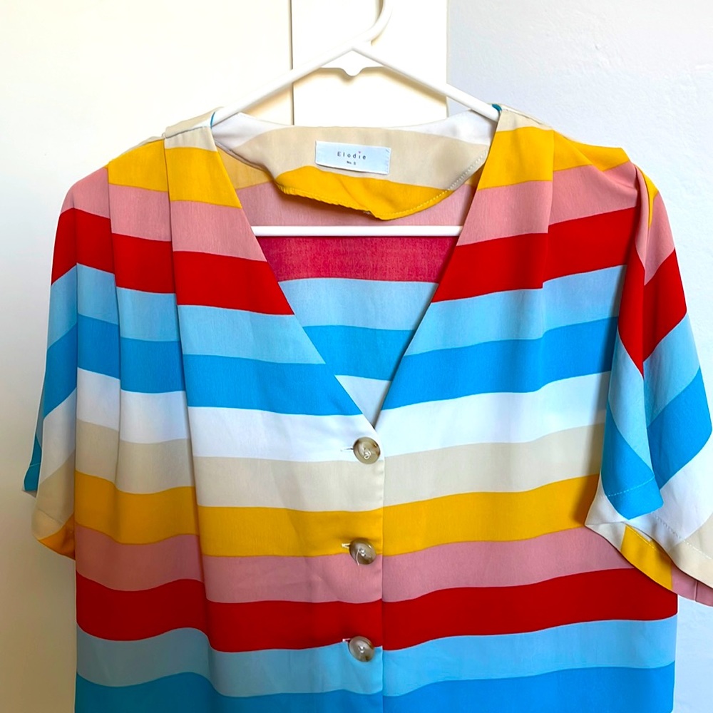 Striped blouse, short sleeve
